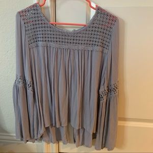 Purple/Grey Flowy Cut-out Long Sleeve